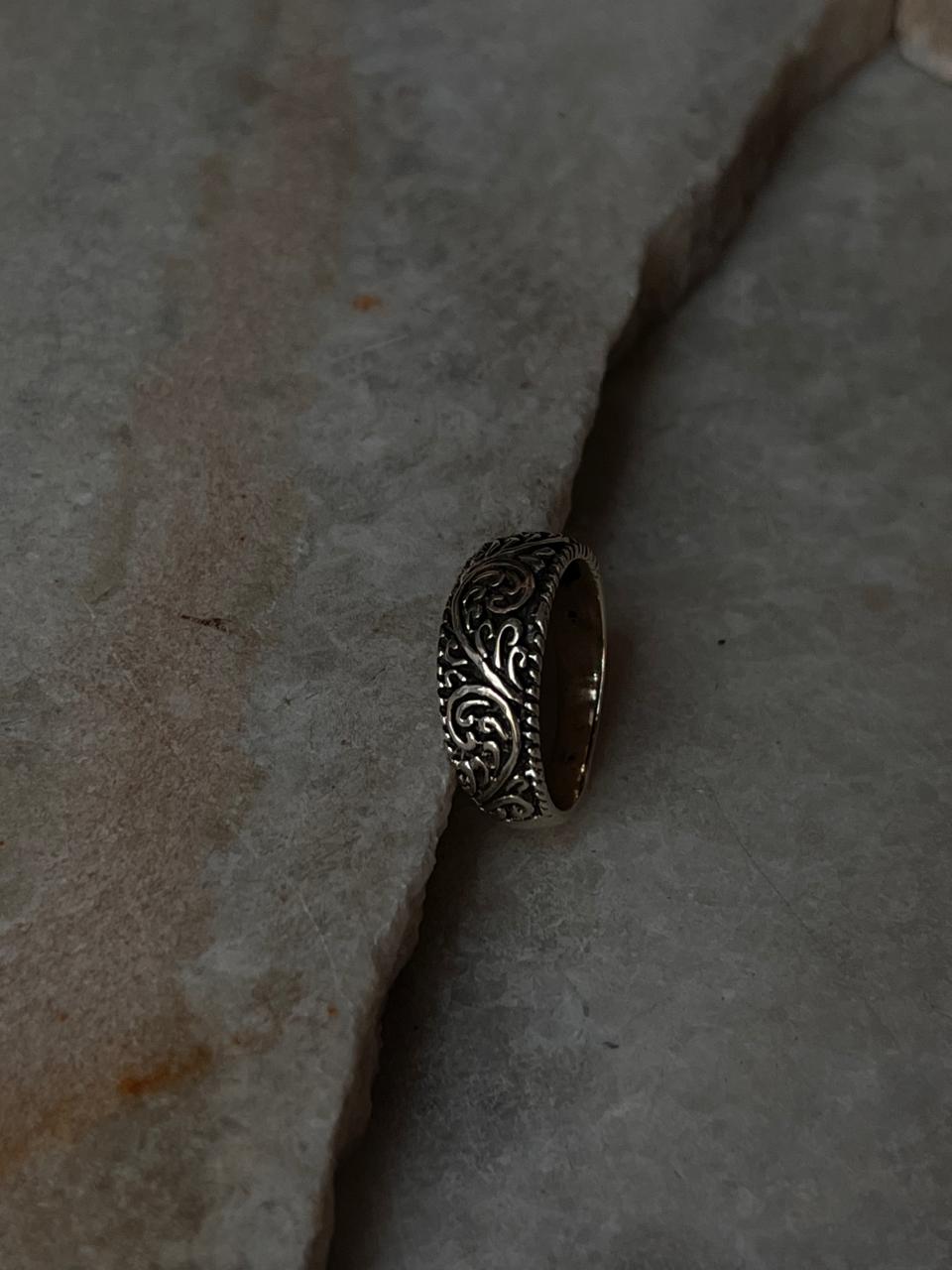 Vintage Motif Thick Band 925 Sterling Silver Ring