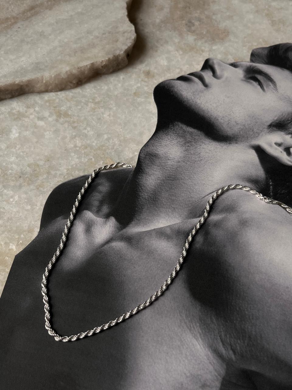 Twisted Rope Unisex 925 Sterling Silver Chain