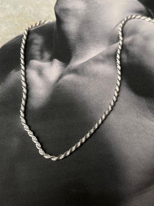 Twisted Rope Unisex 925 Sterling Silver Chain