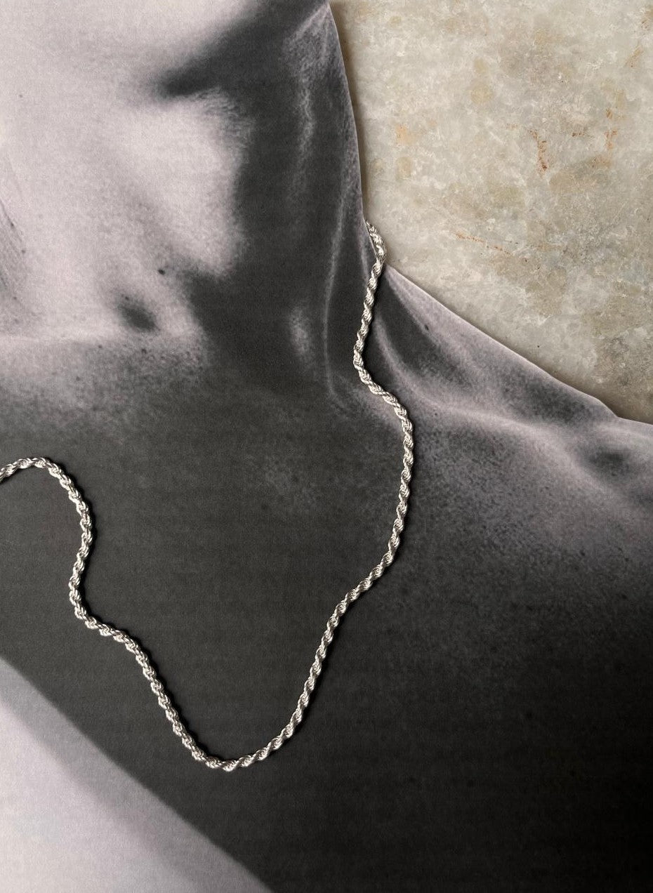 Twisted Rope Unisex 925 Sterling Silver Chain