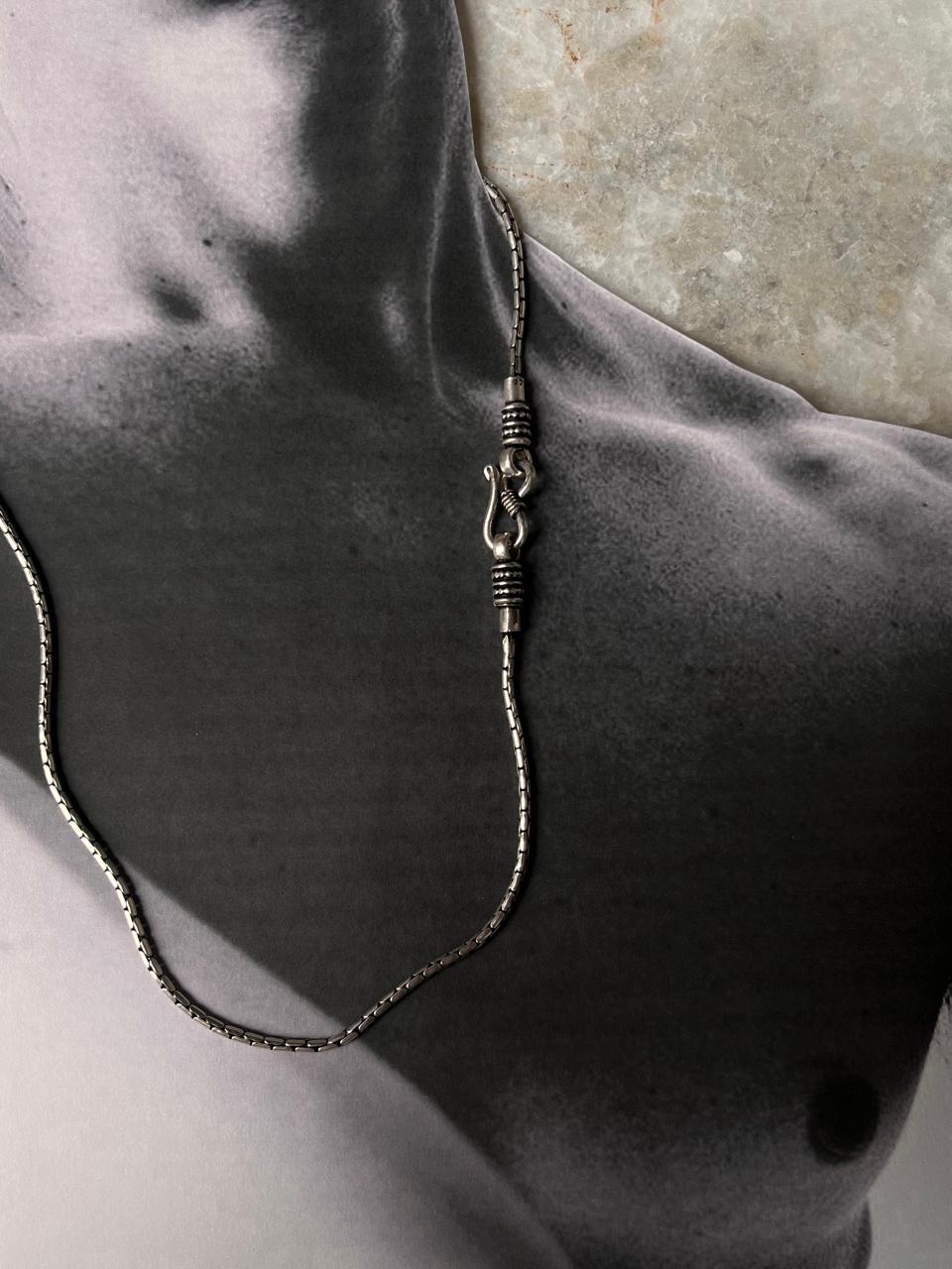 Antique Patterned S Lock 925 Sterling Silver Chain