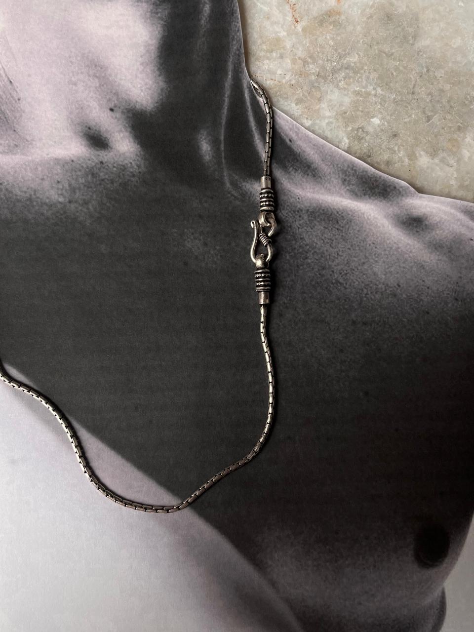 Antique Patterned S Lock 925 Sterling Silver Chain
