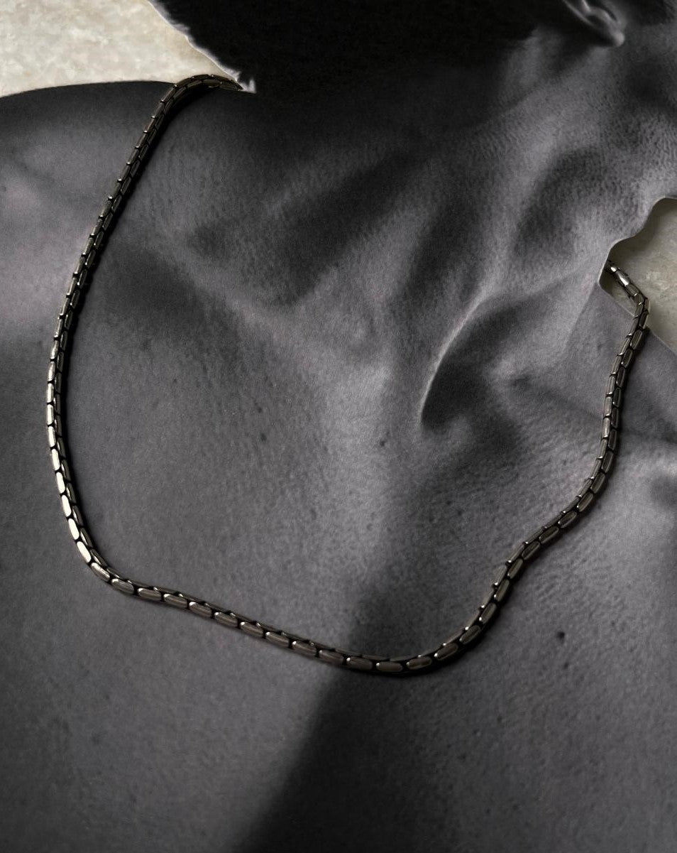 Antique Patterned S Lock 925 Sterling Silver Chain