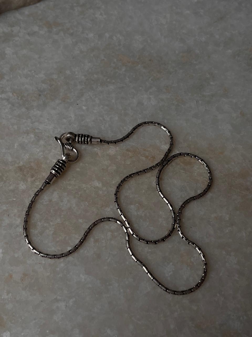Antique Patterned S Lock 925 Sterling Silver Chain