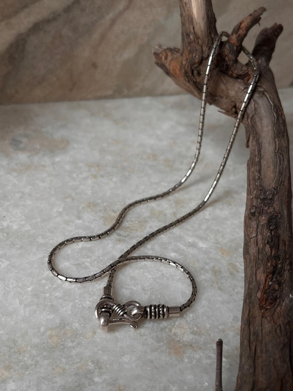 Antique Patterned S Lock 925 Sterling Silver Chain