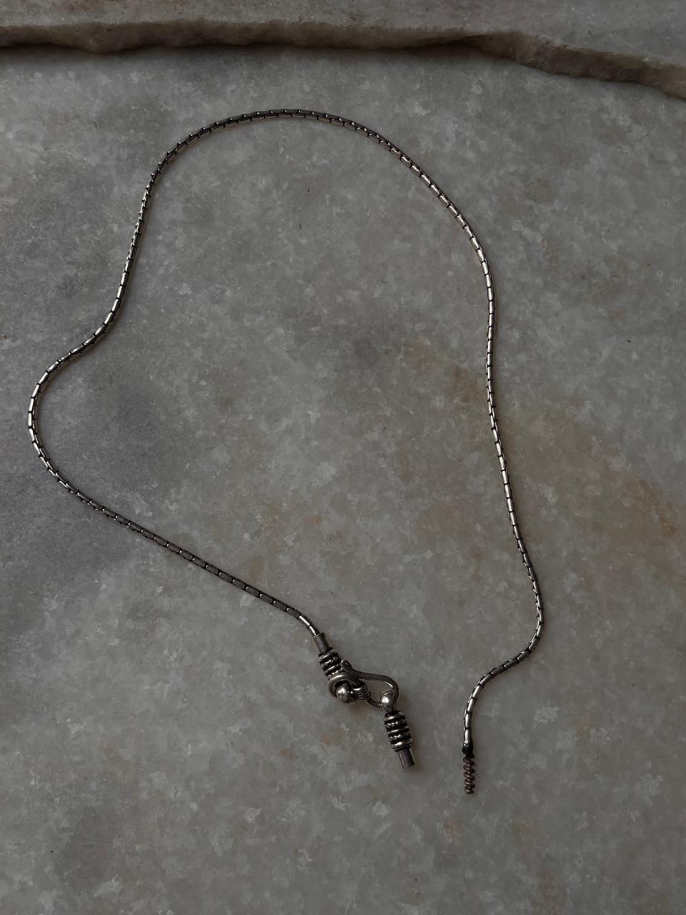 Antique Patterned S Lock 925 Sterling Silver Chain