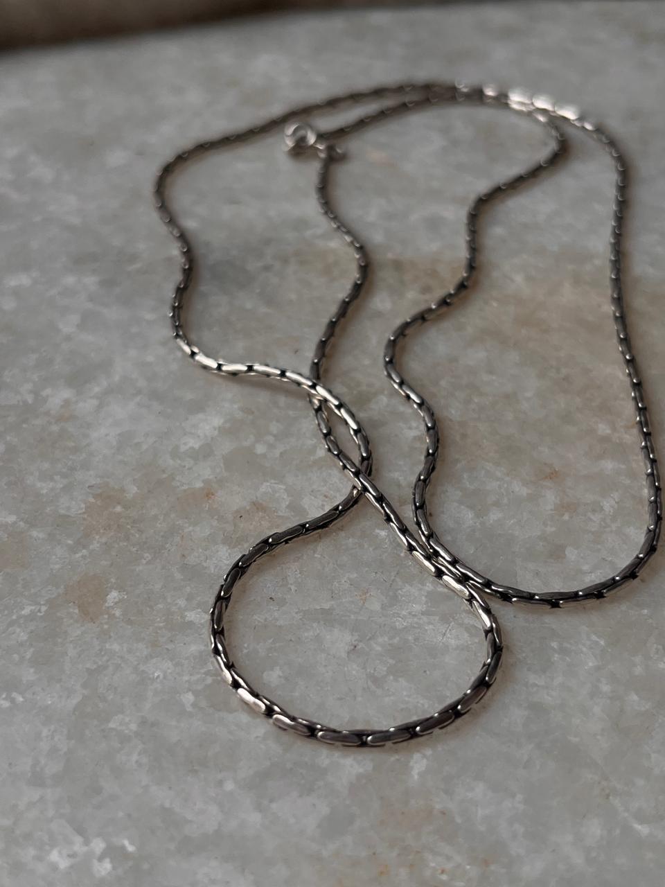 Antique Patterned 925 Sterling Silver Chain