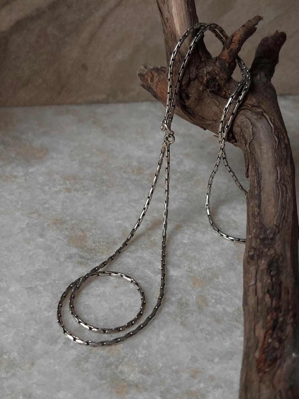 Antique Patterned 925 Sterling Silver Chain
