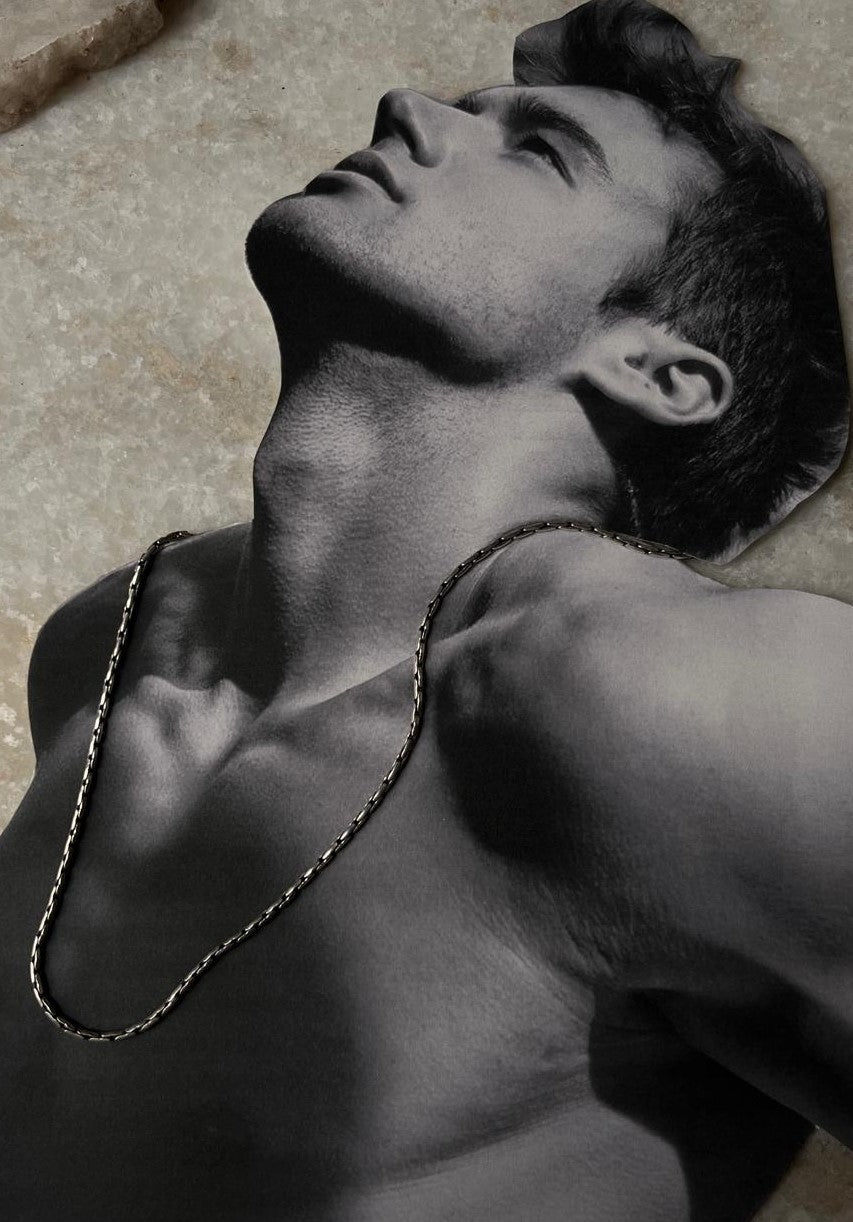 Antique Patterned 925 Sterling Silver Chain