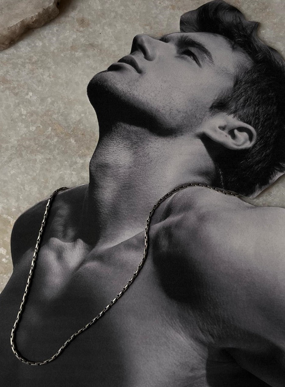 Antique Patterned 925 Sterling Silver Chain