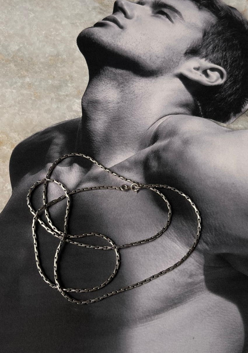 Antique Patterned 925 Sterling Silver Chain