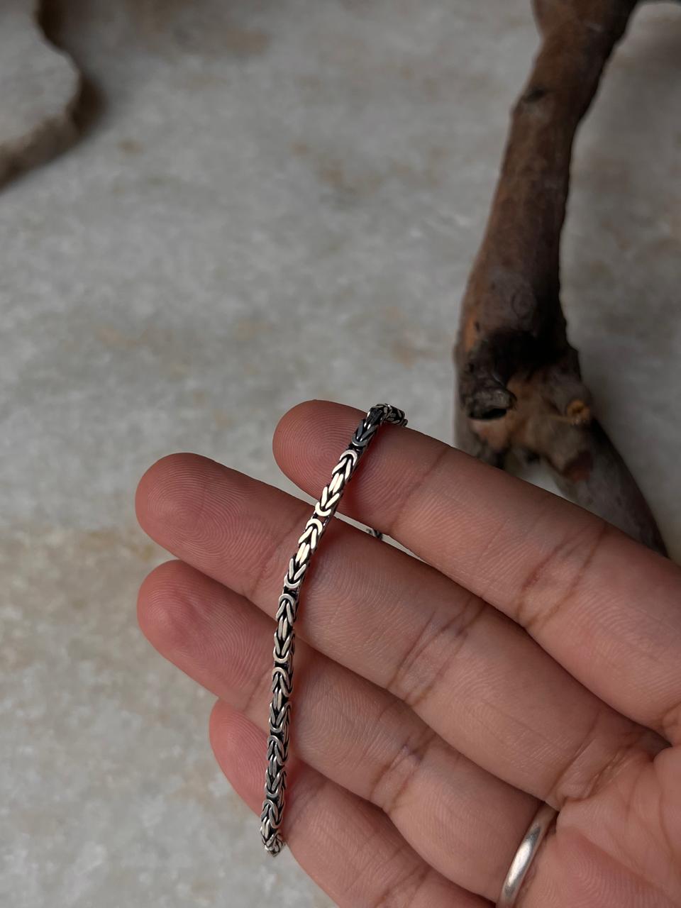 Antique Patterned 925 Sterling Silver Bracelet
