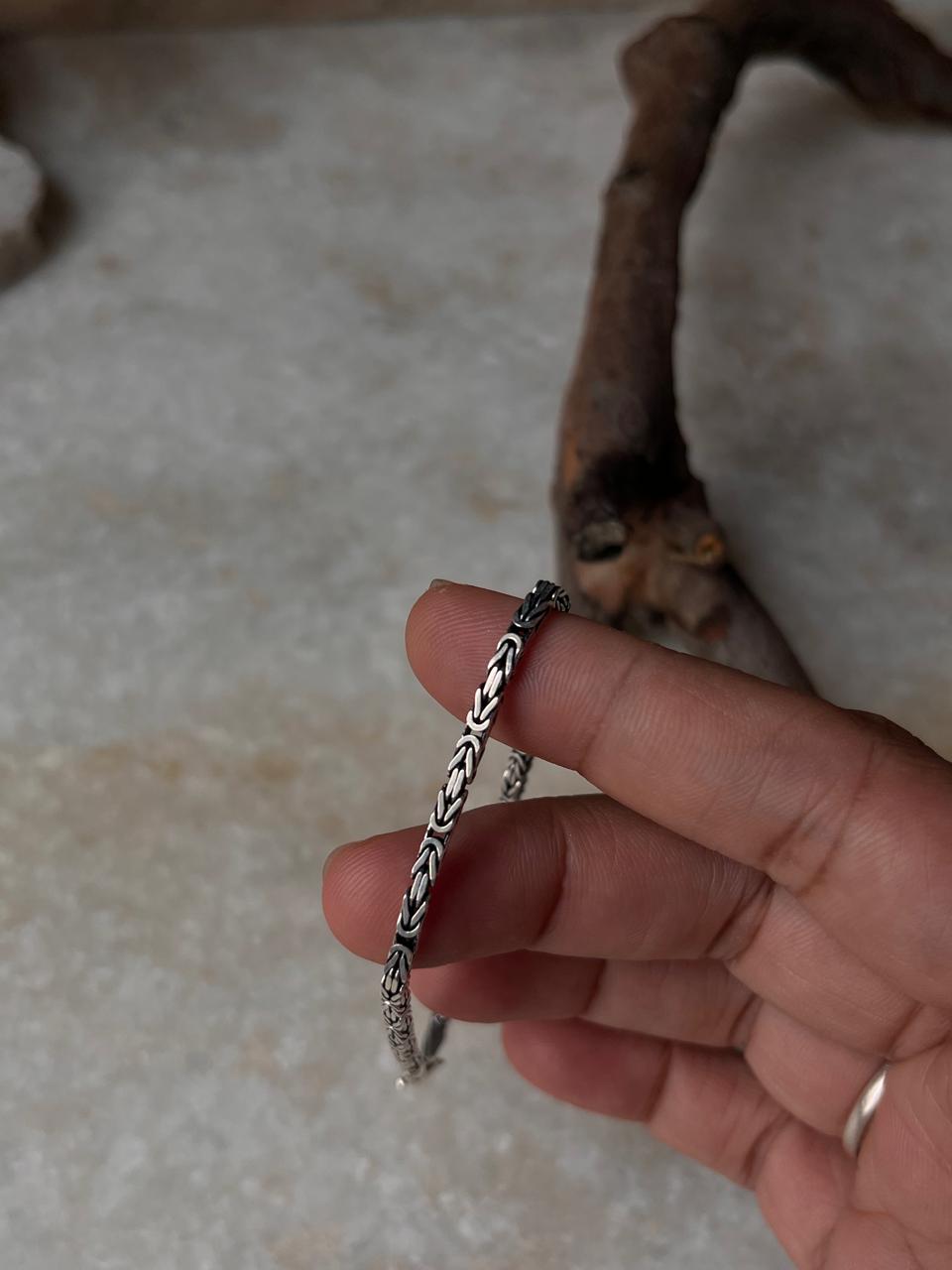Antique Patterned 925 Sterling Silver Bracelet