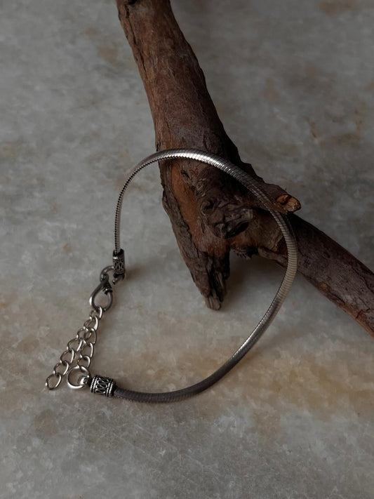 Flat Snake Antique 925 Sterling Silver Bracelet