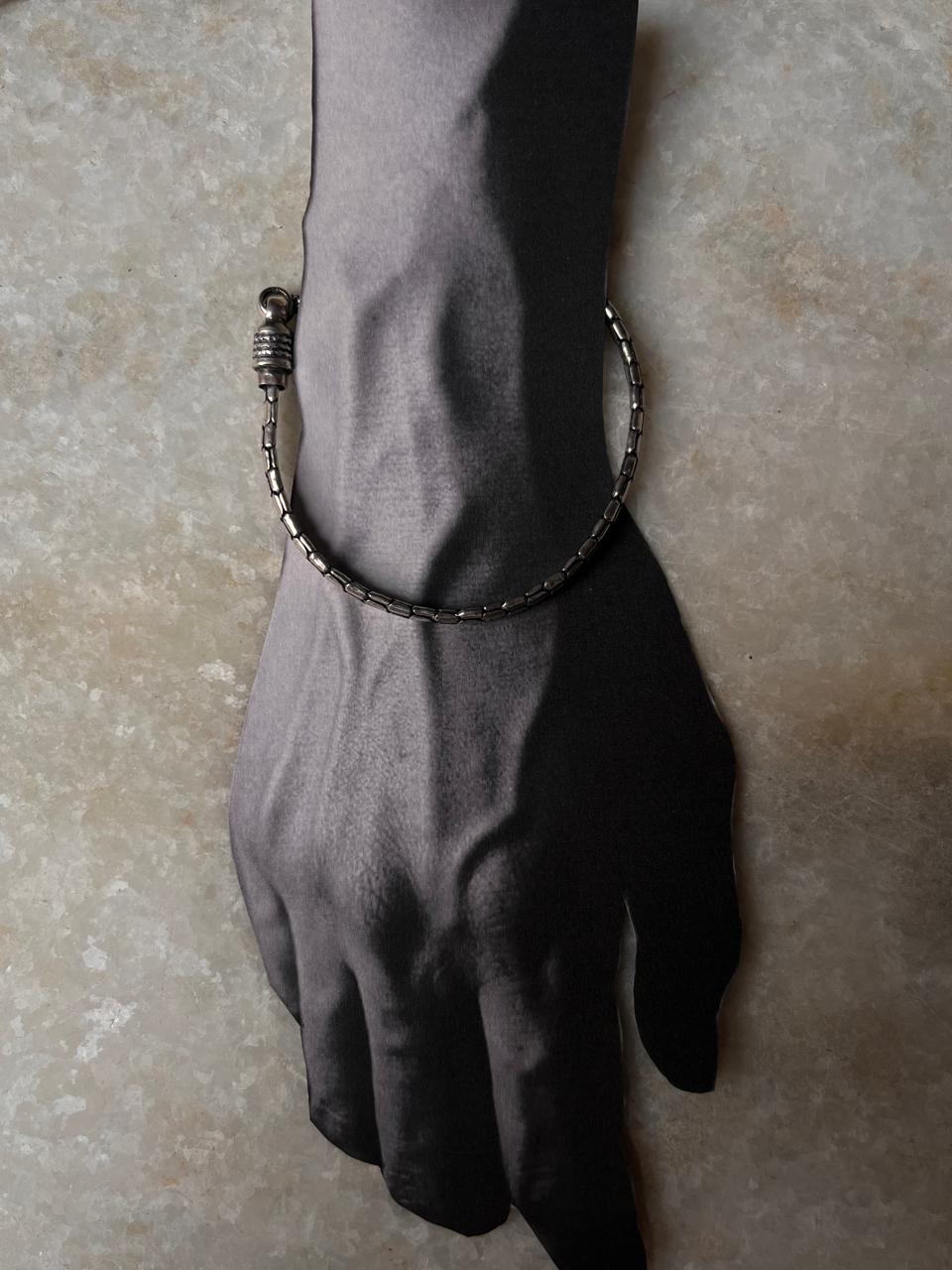 Antique Snake Patterned 925 Sterling Silver Unisex Bracelet