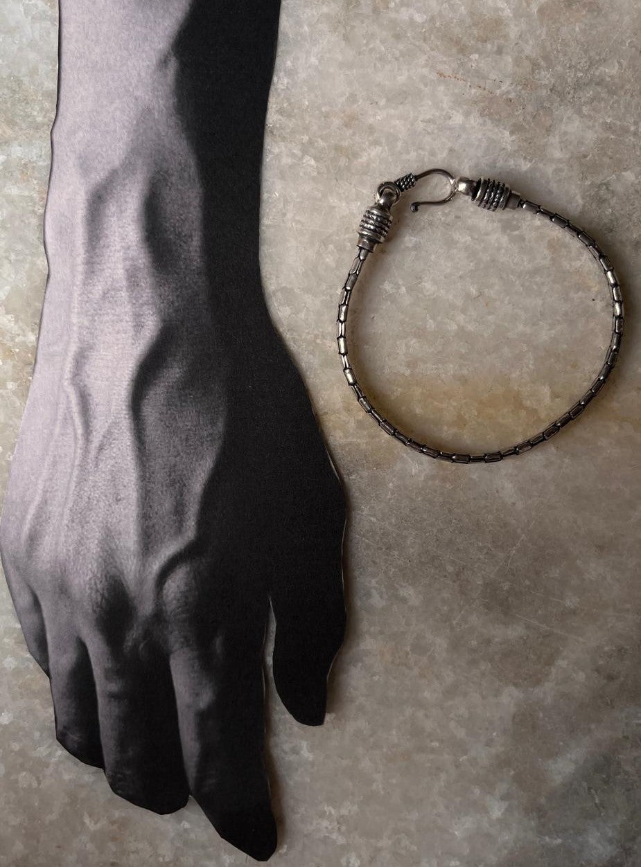 Antique Snake Patterned 925 Sterling Silver Unisex Bracelet