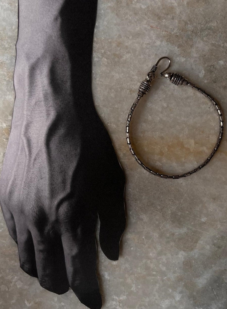 Antique Snake Patterned 925 Sterling Silver Unisex Bracelet