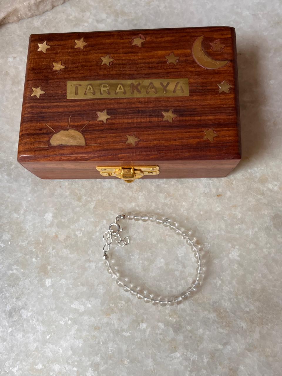 4mm clear quartz crystal bracelet with silver clasp  
