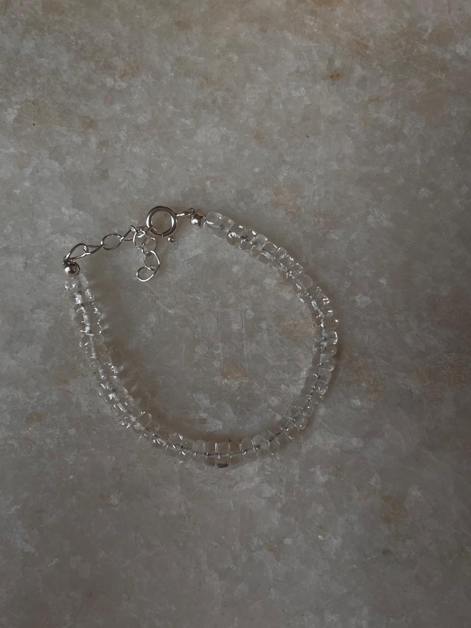 Minimalist 4mm clear quartz crystal bracelet