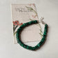 Natural malachite flat tube silver bracelet  