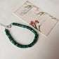Bold green malachite tube bead silver bracelet  