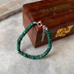 Green malachite tube bead bracelet with silver clasp 