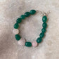 Love & Abundance Rose Quartz Heart & Green Onyx Tumble 925 Sterling Silver Bracelet