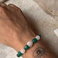 Love & Abundance Rose Quartz Heart & Green Onyx Tumble 925 Sterling Silver Bracelet