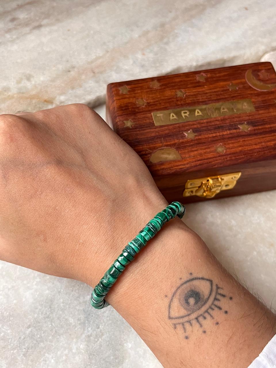 Minimalist 5mm malachite stacking bracelet  