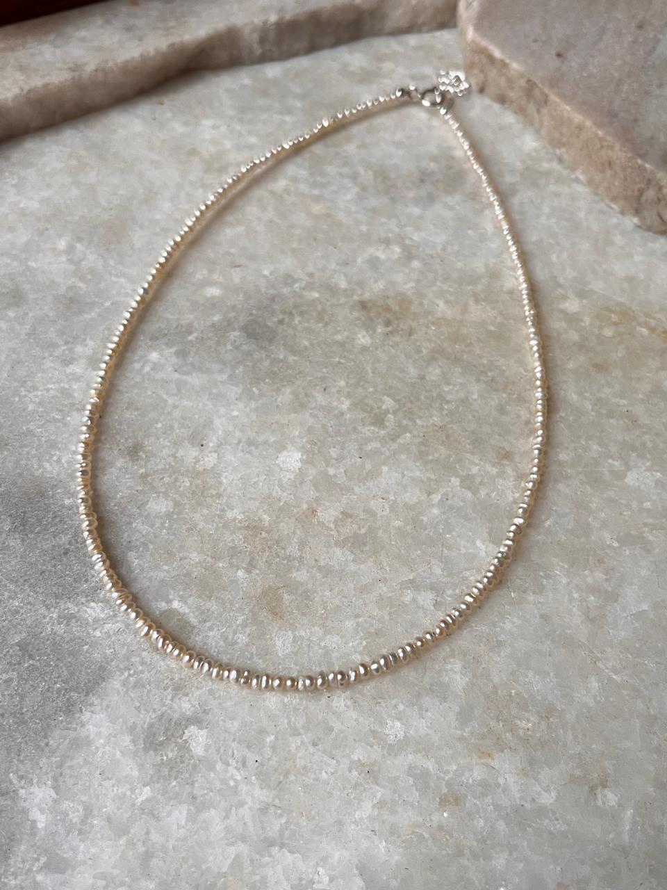 Delicate pearl necklace with sterling silver clasp  