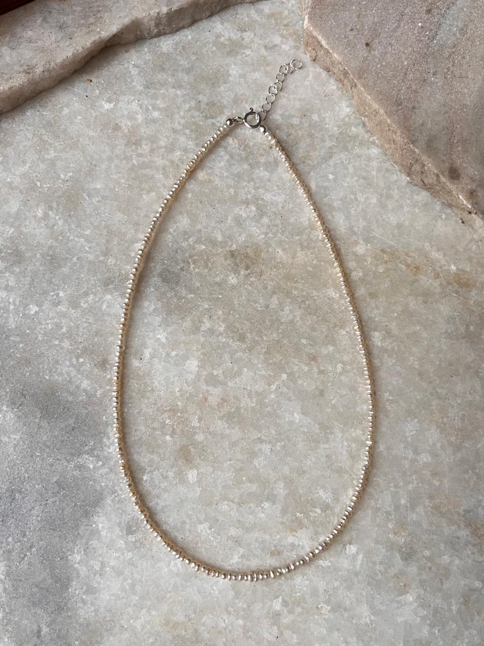 Handcrafted 925 silver necklace with tiny pearls  