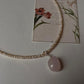 925 sterling silver necklace with warm tone pearls and rose quartz  