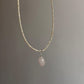 Sterling silver lock necklace with 2mm pearls and crystal charm