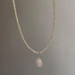 Freshwater pearl and rose quartz charm silver necklace  