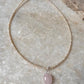 Delicate pearl necklace with rose quartz pendant  