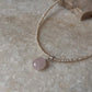 Warm tone pearl necklace with healing rose quartz charm