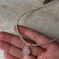 Rose quartz tumble charm with shiny freshwater pearls