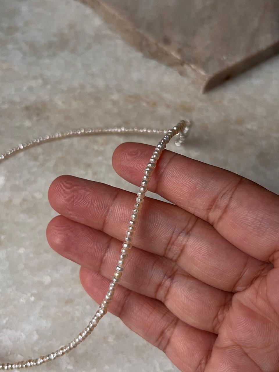 Round shiny freshwater pearl 925 silver necklace