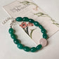 Love & Abundance Rose Quartz & Green Onyx Tumble 925 Sterling Silver Bracelet