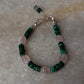 Malachite & Rose Quartz Handcrafted 925 Sterling Silver Bracelet
