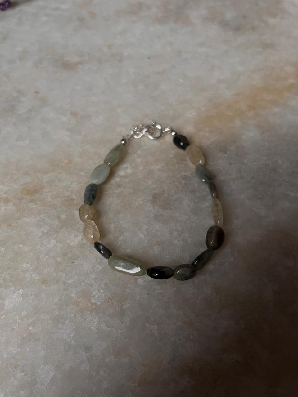 Opaque aquamarine gemstone bracelet handmade in silver