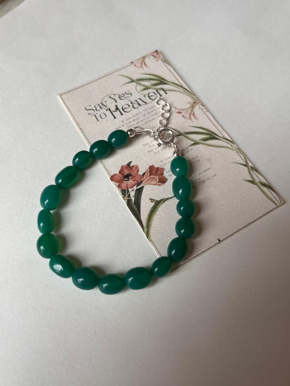 Green onyx and sterling silver wrist accessory  