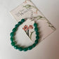 Natural green onyx tumble bracelet in sterling silver 