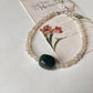 925 silver bracelet with white moonstone and green crystals  