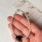 Plain round moonstone with aventurine tumble silver bracelet