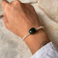  925 silver bracelet with white moonstone and green crystals