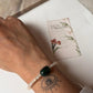 White and green gemstone stackable bracelet in sterling silver