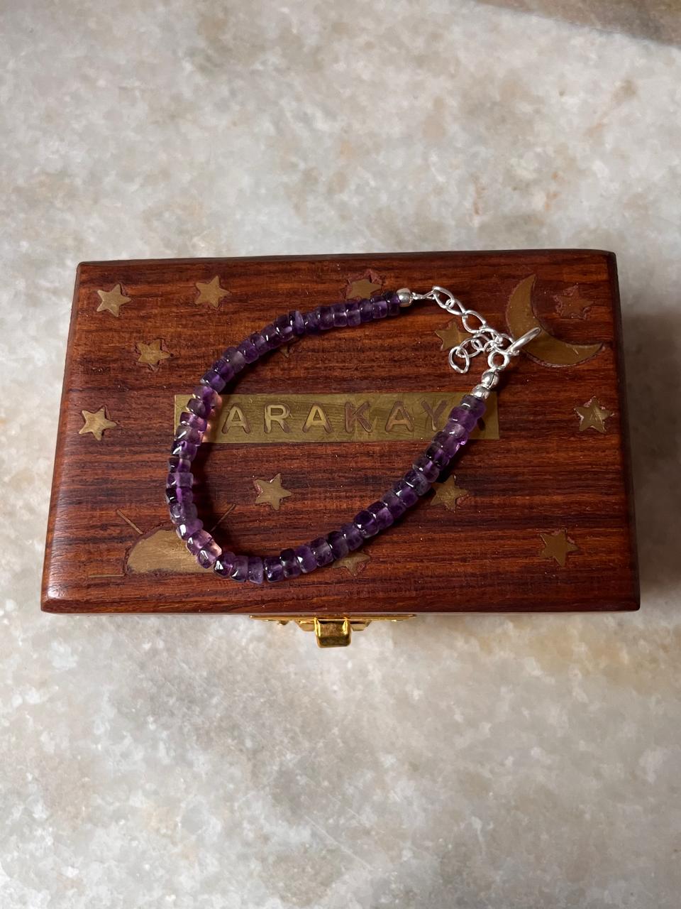 Amethyst Flat 4mm Crystal 925 Sterling Silver Bracelet