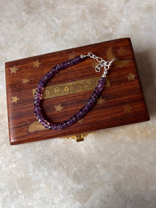 Amethyst Flat 4mm Crystal 925 Sterling Silver Bracelet