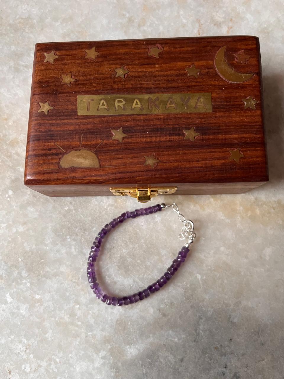 Amethyst Flat 4mm Crystal 925 Sterling Silver Bracelet